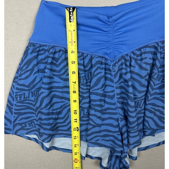 OFFLINE by Aerie Women’s Real Me Ruched  Flowy Blue Tiger Print Shorts Sz L - Picture 8 of 11